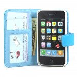 Wholesale iPhone 4 4S Seperable 2 in1 Flip Leather Wallet Case (Light-Blue)